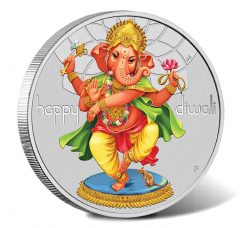 2018 $1 Diwali 1oz Silver Coloured Coin - Reverse