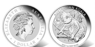2018 Australian Koala Coin with Dog Privy Mark 2018 Australian Koala with Dog Privy 1oz Silver Bullion Coin (obverse and reverse)