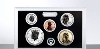 2018-S Silver Reverse Proof Set: Photos and First-Day Sales 2018-S Silver Reverse Proof Set - Lens for $1, 50c, 10c, 5, 1c (Obverses)