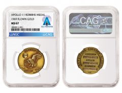 Apollo 11 Robbins Medal 1969 Flown Gold NGC MS 67