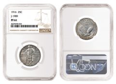 Rare Pattern1916 Standing Liberty Quarter, Graded NGC PF 61