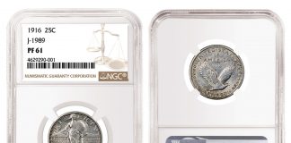 NGC Certifies Rare 1916 Standing Liberty Quarter Pattern Rare Pattern1916 Standing Liberty Quarter, Graded NGC PF 61