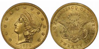 SS Central America Treasure Includes Rare Territorial Gold Coins Second finest known 1854 Kellogg $20