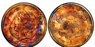SS Central America Treasure Includes ‘Most Beautifully Toned Gold Coin’ Supernova 1857-S Double Eagle PCGS MS67