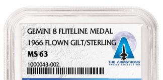 CAG to Exhibit Space-Flown Armstrong Items at ANA 2018 Philadelphia Show Gemini 8-Flown Gilt-Sterling Fliteline Medal