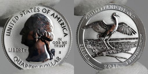 Photo of Silver 2018-S Reverse Proof Cumberland Island National Seashore Quarter - Obverse and Reverse