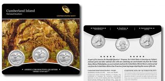 Cumberland Island Quarters for Georgia in Three-Coin Set 2018 Cumberland Island National Seashore Quarter Three-Coin Set (front and back)