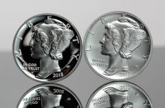 2018 Proof American Palladium Eagle and 2017 Bullion American Palladium Eagle - Obverses