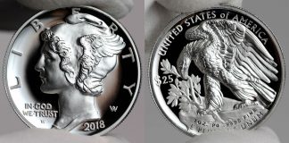 2021-W $25 Proof American Palladium Eagle Launch 2018-W $25 Proof American Palladium Eagle - Obverse and Reverse