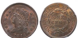 Legend’s XXIX Regency Auction Highlights 1C 1814 PCGS MS 66 RB
