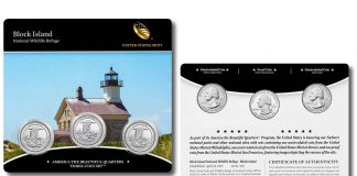 Block Island Quarters for Rhode Island in Three-Coin Set 2018 Block Island National Wildlife Refuge Quarter Three-Coin Set