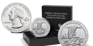 2018 Block Island 5 Oz Silver Uncirculated Coin Released 2018-P Block Island National Wildlife Refuge Uncirculated Five Ounce Silver Coin and Packaging