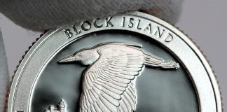 Gold Gains; Block Island 5 oz Bullion Coin Debuts Photo of Clad 2018-S Proof Block Island National Wildlife Refuge Quarter - Reverse