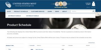 U.S. Mint Product Highlights for 2019 US Mint Product Schedule Screenshot