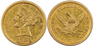 U.S. Rare Coin Market Tops $4 Billion in 2018 1854 San Francisco Half Eagle coin