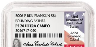 Anna Escobedo Cabral, the 42nd U.S. Treasurer, to Sign NGC Labels 2006-P Ben Franklin Founding Father PF70 Ultra Cameo