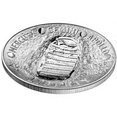 2019-P Proof Apollo 11 50th Anniversary Five Ounce Silver Dollar - Obverse Angle