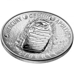 2019-P Proof Apollo 11 50th Anniversary Silver Dollar - Obverse Angle
