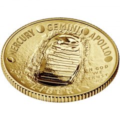 2019-W Proof Apollo 11 50th Anniversary $5 Gold Coin - Obverse Angle