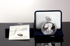 CoinNews photo of a 2019-W Proof American Silver Eagle, case and certificate