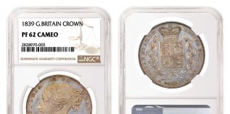 NGC Certifies Rare Proof Set of 1839 British Coins 1839 Great Britain Crown Graded NGC PF 62 Cameo