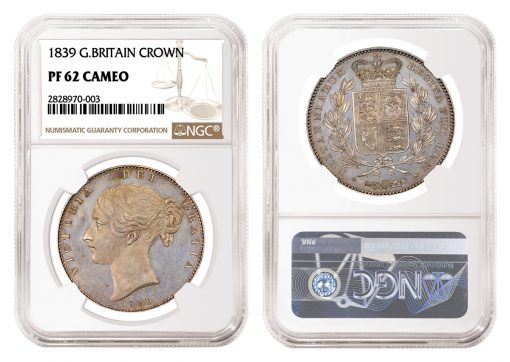 1839 Great Britain Crown Graded NGC PF 62 Cameo