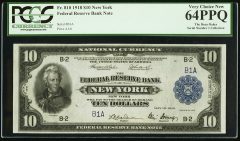 Fr. 810 $10 Serial Number One 1918 Federal Reserve Bank Note PCGS Very Choice New 64PPQ