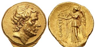$30+ Million “Tyrants of the Tiber” Exhibit of Superb Roman Coins at June Long Beach Expo 196 BC gold Stater depicts T. Quinctius Flamininus