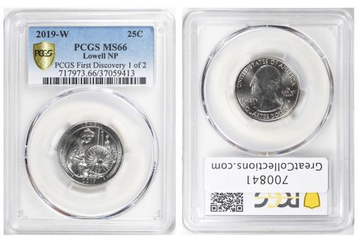 First Discovery 2019-W Lowell Quarter graded PCGS MS66