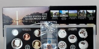 US Mint Sales: 2019 Silver Proof Set Debuts Photo of US Mint 2019 Silver Proof Set and 2019-W Reverse Proof Lincoln Cent