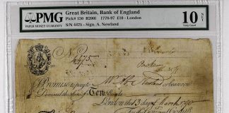 PGM-Graded UK Notes From Lou Manzi Collection Lead In London’s Spink Sale 1778-97 Great Britain £10