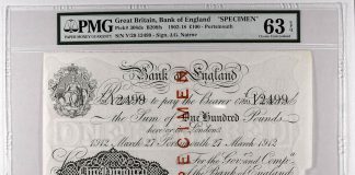 PMG Grades United Kingdom Notes From Lou Manzi Collection 1902-18 Great Britain £100 – Portsmouth Specimen
