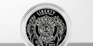 American Legion 100th Anniversary Silver Dollar and Medal Set Released 2019-P Proof American Legion 100th Anniversary Silver Dollar - Obverse