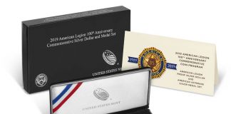 US Mint Sales: American Legion Dollar and Medal Set Debuts American Legion 100th Anniversary Proof Silver Dollar and Medal Set
