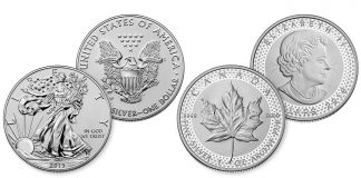 2019 Pride of Two Nations Limited Edition Two-Coin Set Images and Price 2019-W Enhanced Reverse Proof American Silver Eagle and 2019 Modified Proof Canadian Silver Maple Leaf