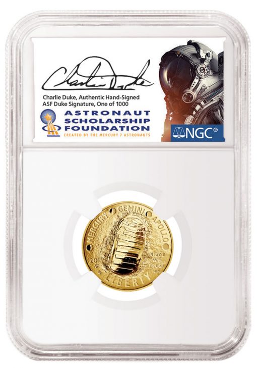 2019-W $5 Apollo 11 First Day Of Issue PF70 Ultra Cameo Charlie Duke Signature