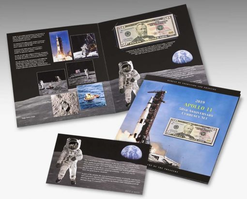 BEP product images of its Apollo 11 50th Anniversary Currency Set