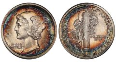 Lot 197. 10C 1916-D Mercury. PCGS MS64 FB CAC