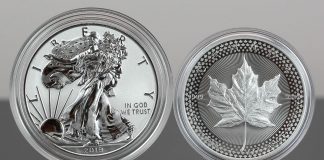 US Mint Sales: 2019 Pride of Two Nations Set Debuts Photo of 2019-W Enhanced Reverse Proof American Silver Eagle and 2019 Modified Proof Canadian Silver Maple Leaf