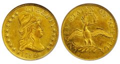 1795 Capped Bust Right Eagle. BD-4, Taraszka-4. Rarity-5. 13 Leaves. MS-62 (PCGS)