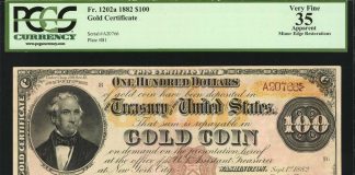 Stack’s Bowers 2019 ANA US Currency Auction Highlights 1882 $100 Gold Certificate