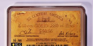 SS Central America Sunken Gold Treasure In Five-Ounce PCGS Holders 5 oz Cal Gold Rush gold dust