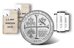 San Antonio Missions National Historical Park quarter, rolls and bags