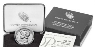 2019-W $25 Reverse Proof American Palladium Eagle Launch 2019-W $25 Reverse Proof American Palladium Eagle - Coin, Case and Cert