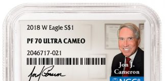 Jon J. Cameron, Veteran U.S. Mint Official, To Autograph NGC Labels Jon Cameron NGC label and coin