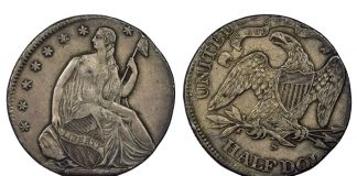 NGC-Certified 1870’s 50c Seated Liberty Error Tops $51,000 1871-75 S 50c Seated Liberty Error