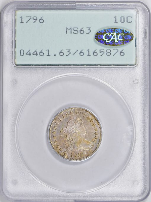 1796 Draped Bust Dime PCGS MS-63 (CAC Gold Label) OGH (1st Gen)