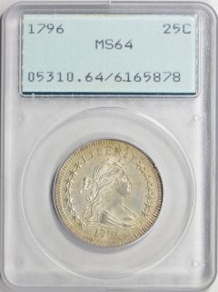 1796 Draped Bust Quarter PCGS MS-64 OGH (1st Gen)