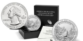 2019-P Frank Church River of No Return Wilderness 5 Oz Silver Uncirculated Coin Release 2019-P Frank Church River of No Return Wilderness Five Ounce Silver Uncirculated Coin - Sides and Packaging