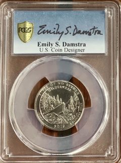 Emily Damstra signed PCGS encapsulation insert